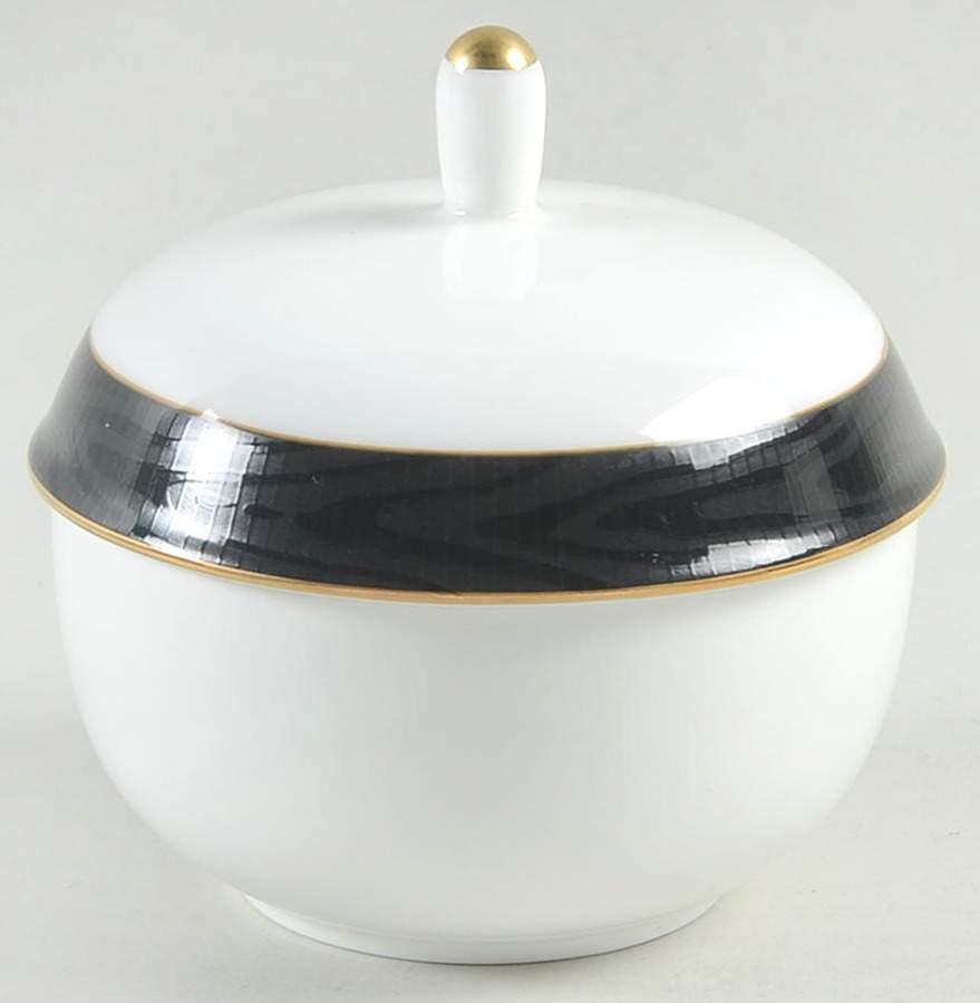 Ebony Moire Sugar Bowl & Lid by Mikasa-1