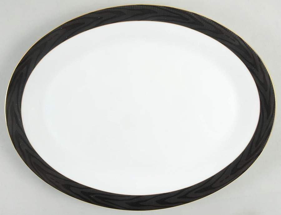 Ebony Moire 14" Oval Serving Platter by Mikasa-1