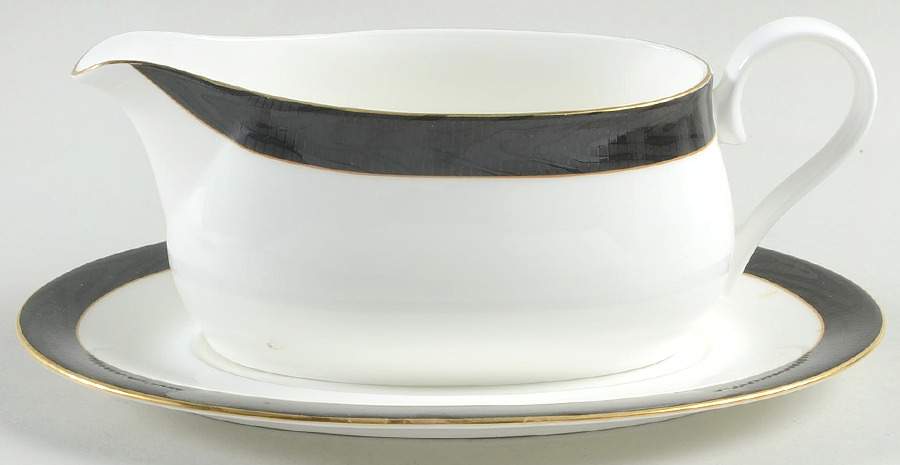 Ebony Moire Gravy Boat & Underplate by Mikasa-1