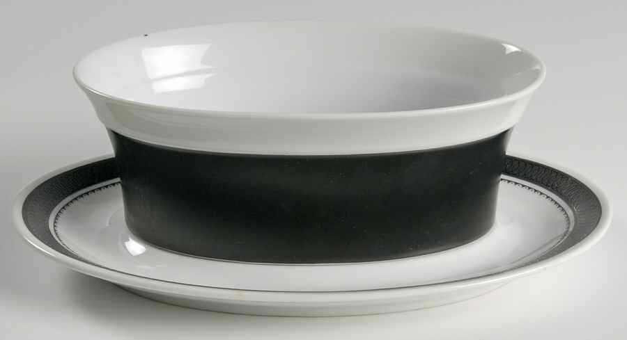 Ebony Gravy Boat & Underplate by Mikasa-1