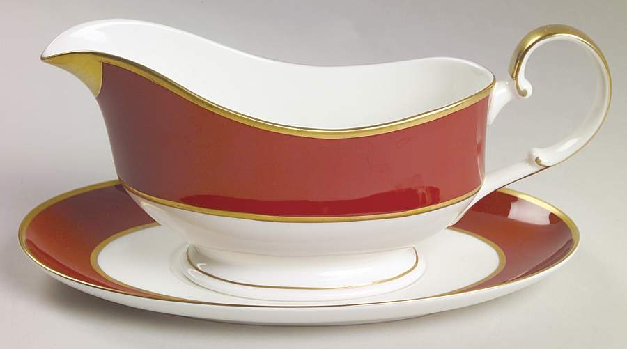 Egyptian Terra Cotta Gravy Boat & Underplate by Mikasa-1