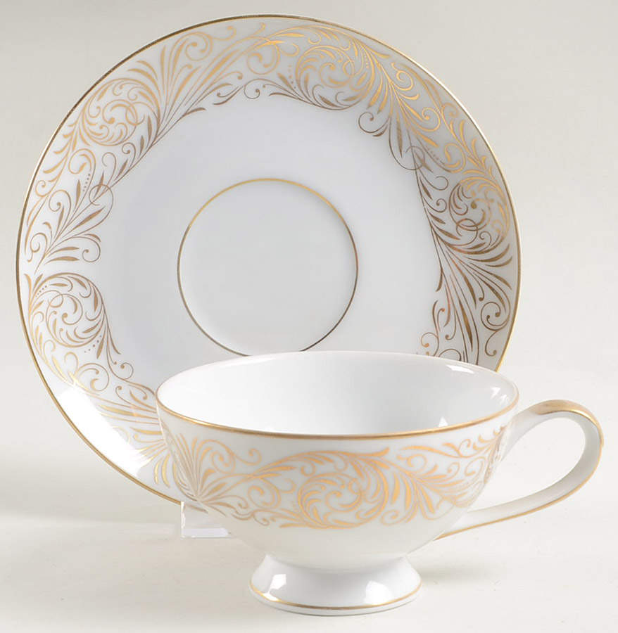 Empire Gold Footed Cup & Saucer Set by Mikasa-1