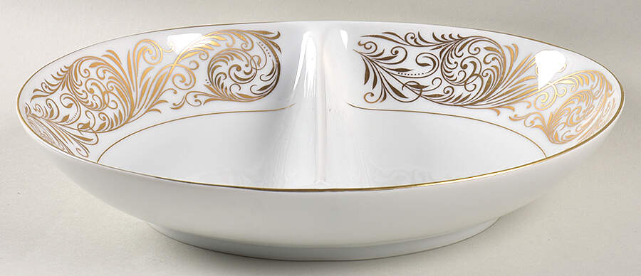 Empire Gold 10" Oval Divided Vegetable Bowl by Mikasa-1