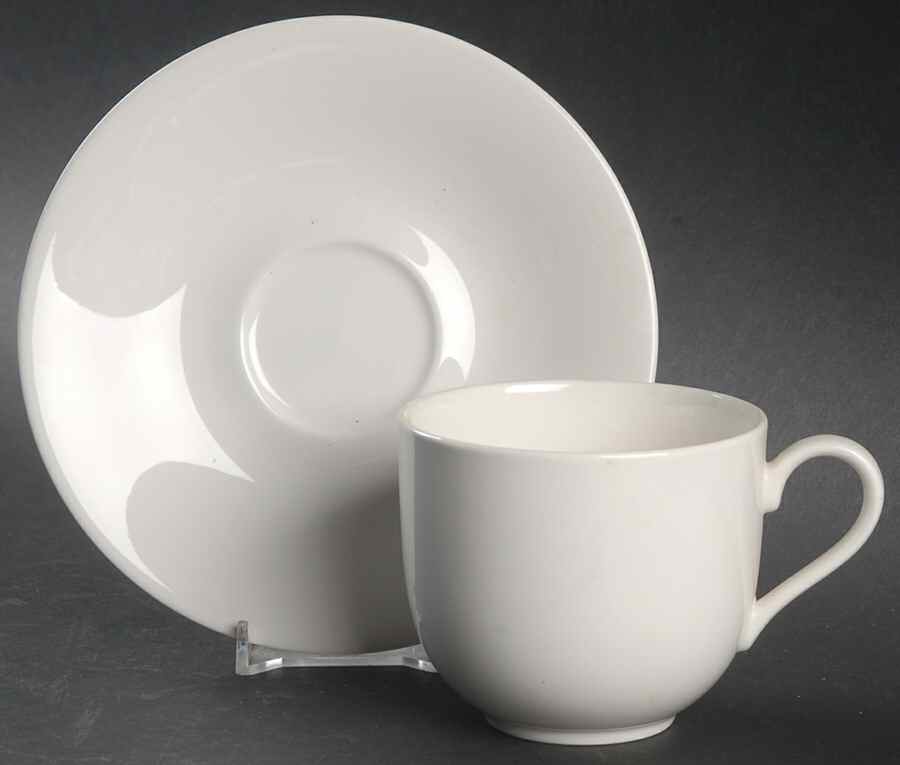 Embassy White Flat Cup & Saucer Set by Mikasa-1