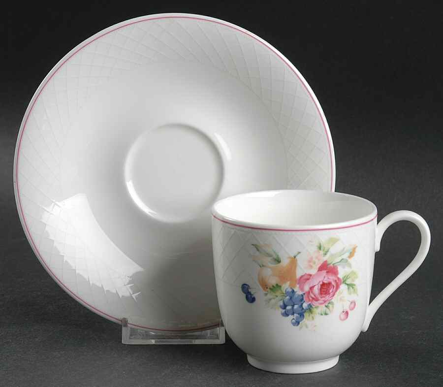 English Bouquet Flat Cup & Saucer Set by Mikasa-1
