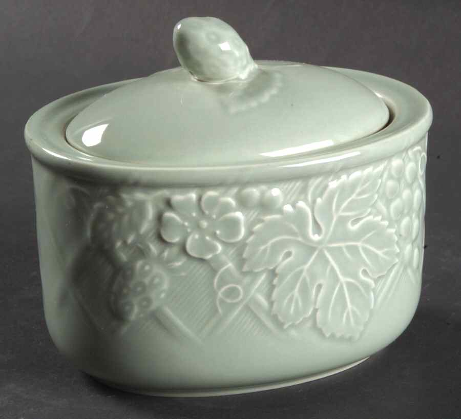 English Countryside Celadon Sugar Bowl & Lid by Mikasa-1