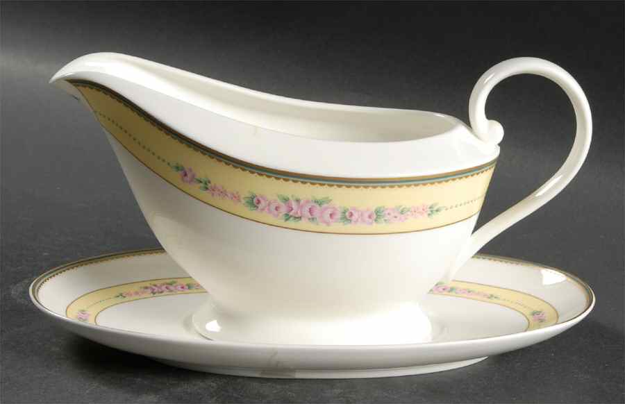English Chintz Gravy Boat & Underplate by Mikasa-1