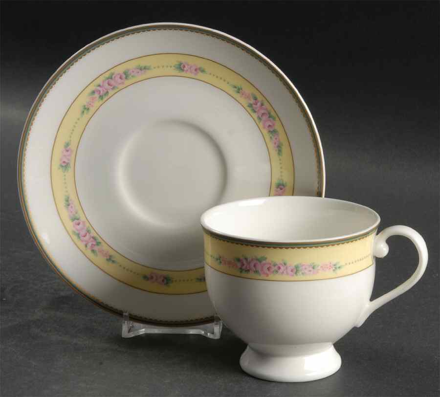 English Chintz Footed Cup & Saucer Set by Mikasa-1