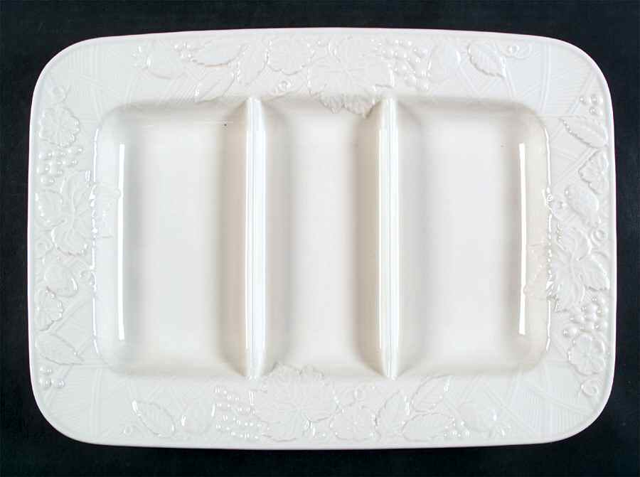 English Countryside White 3-Part Rectangular Divided Server by Mikasa-1