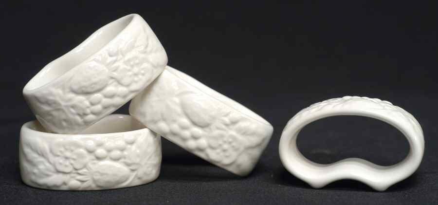 English Countryside White Napkin Ring - Set of 4 by Mikasa-1