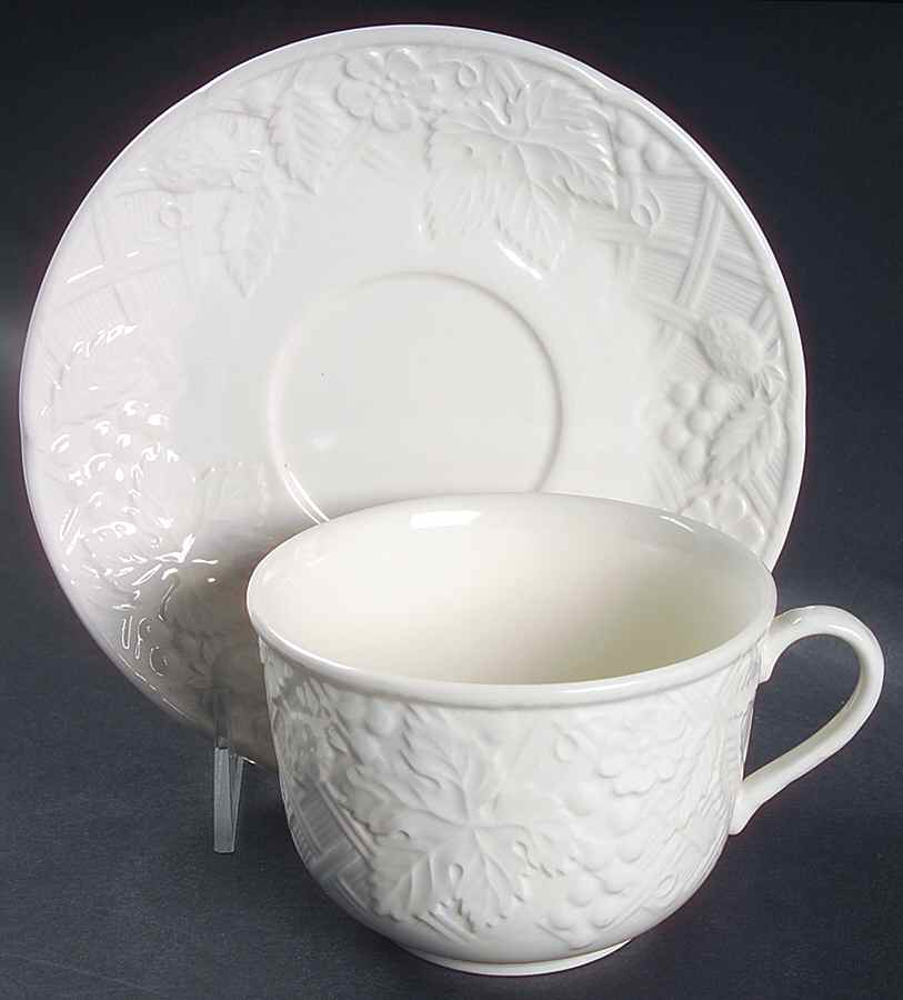 English Countryside White Jumbo Cup & Saucer Set by Mikasa-1