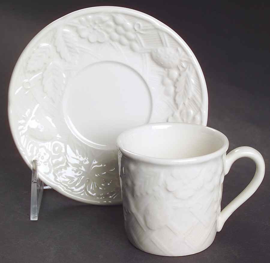 English Countryside White Flat Demitasse Cup & Saucer Set by Mikasa-1
