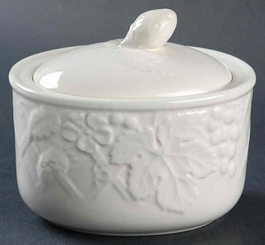 English Countryside White Sugar Bowl & Lid by Mikasa-1