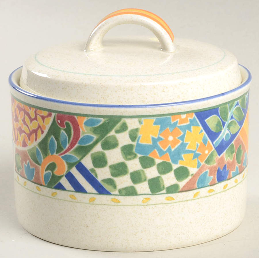 English Quilt Sugar Bowl & Lid by Mikasa-1
