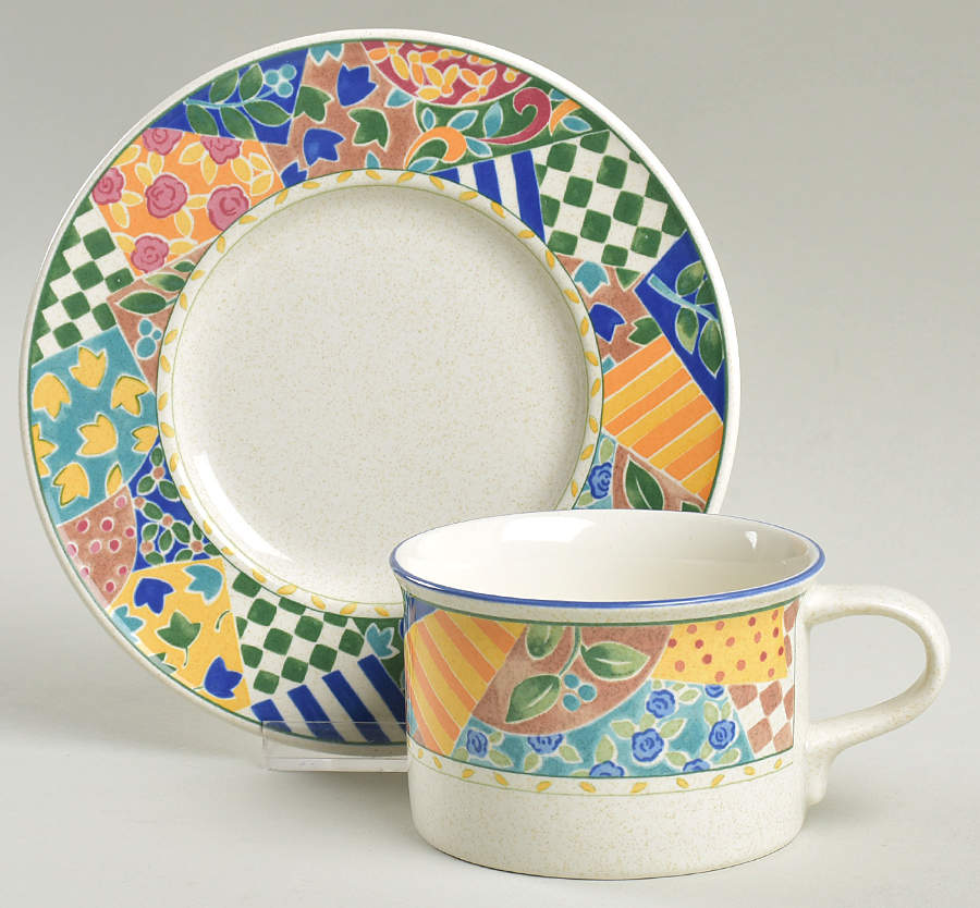 English Quilt Flat Cup & Saucer Set by Mikasa-1