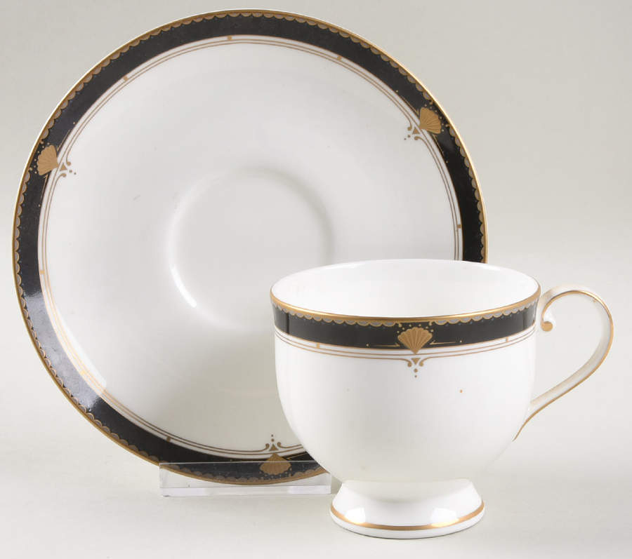 Fanfare Black Footed Cup & Saucer Set by Mikasa-1