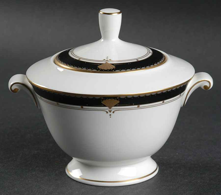 Fanfare Black Sugar Bowl & Lid by Mikasa-1