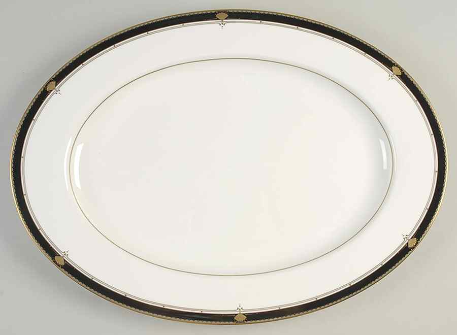 Fanfare Black 17" Oval Serving Platter by Mikasa-1