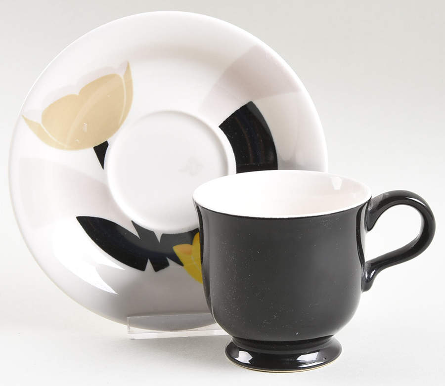 Fanfare Footed Cup & Saucer Set by Mikasa-1