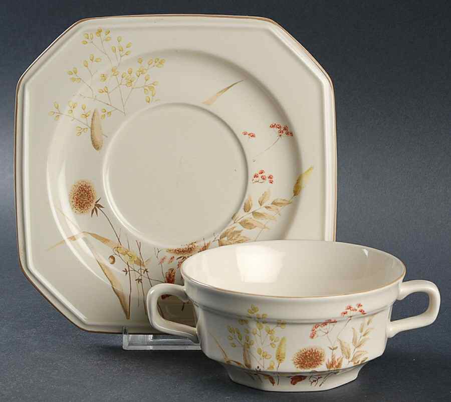 Ferndale Flat Cream Soup Bowl & Saucer Set by Mikasa-1