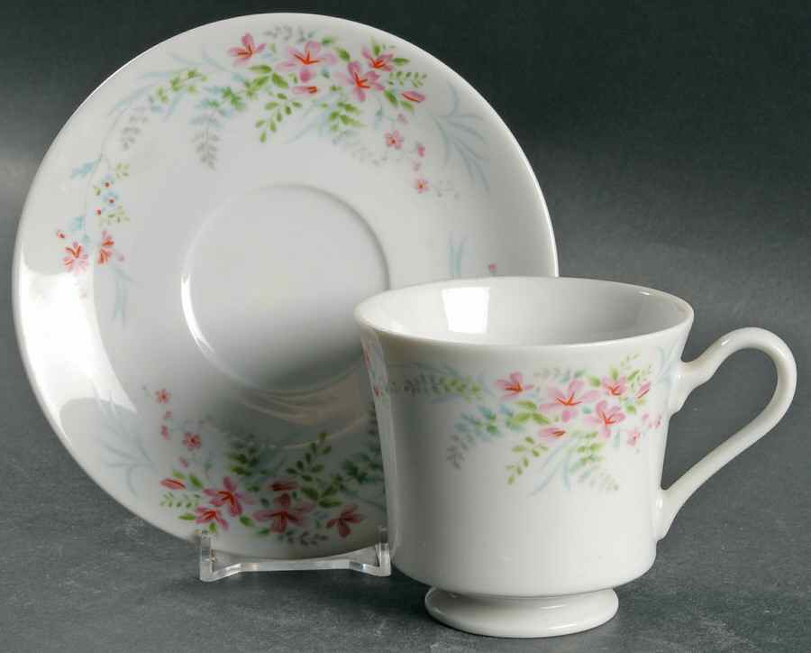 Fern Rose Footed Cup & Saucer Set by Mikasa-1