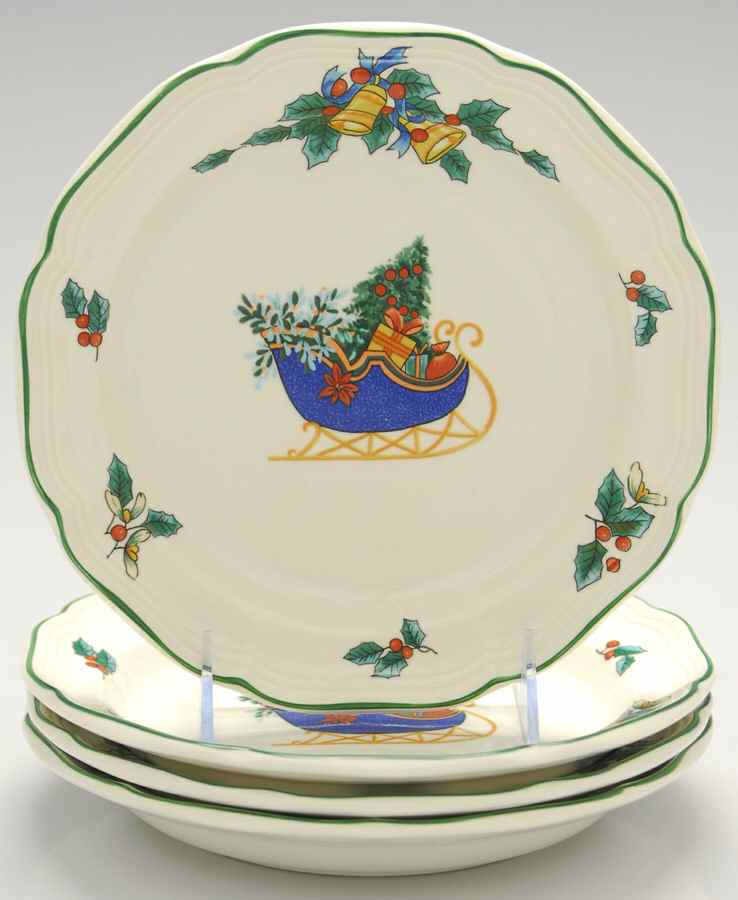 Festive Sleigh Salad/Dessert Plate - Set of 4 by Mikasa-1