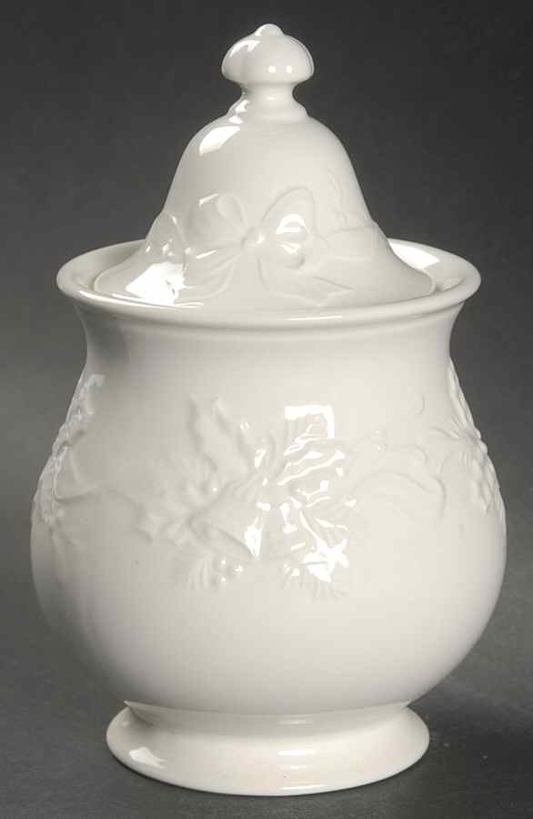 Festive White Sugar Bowl & Lid by Mikasa-1