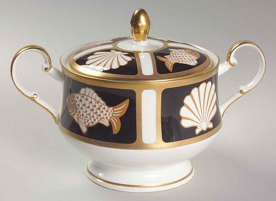 Fish and Shell Onyx (Narumi) Sugar Bowl & Lid by Mikasa-1