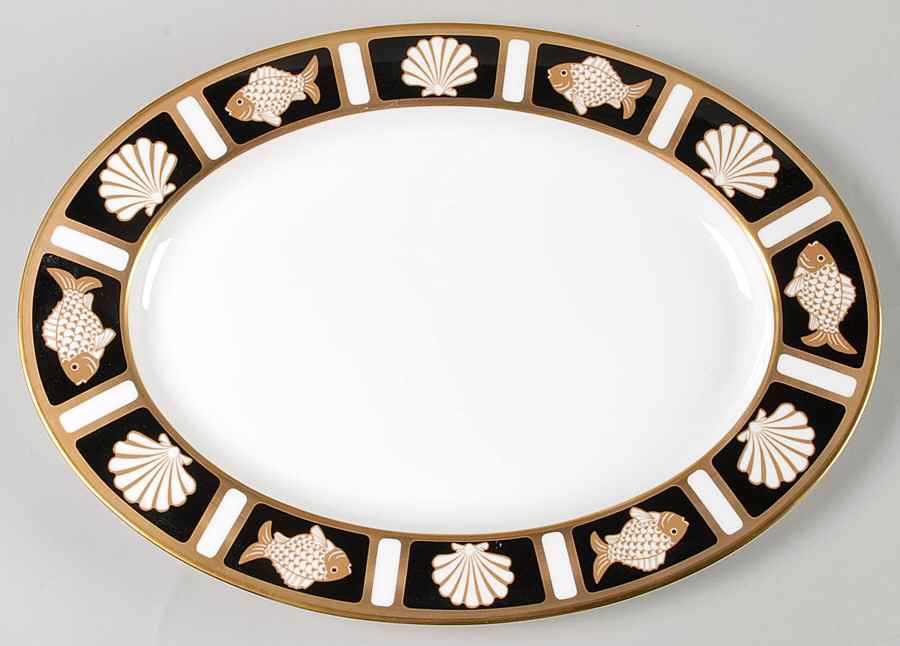 Fish and Shell Onyx (Narumi) 14" Oval Serving Platter by Mikasa-1