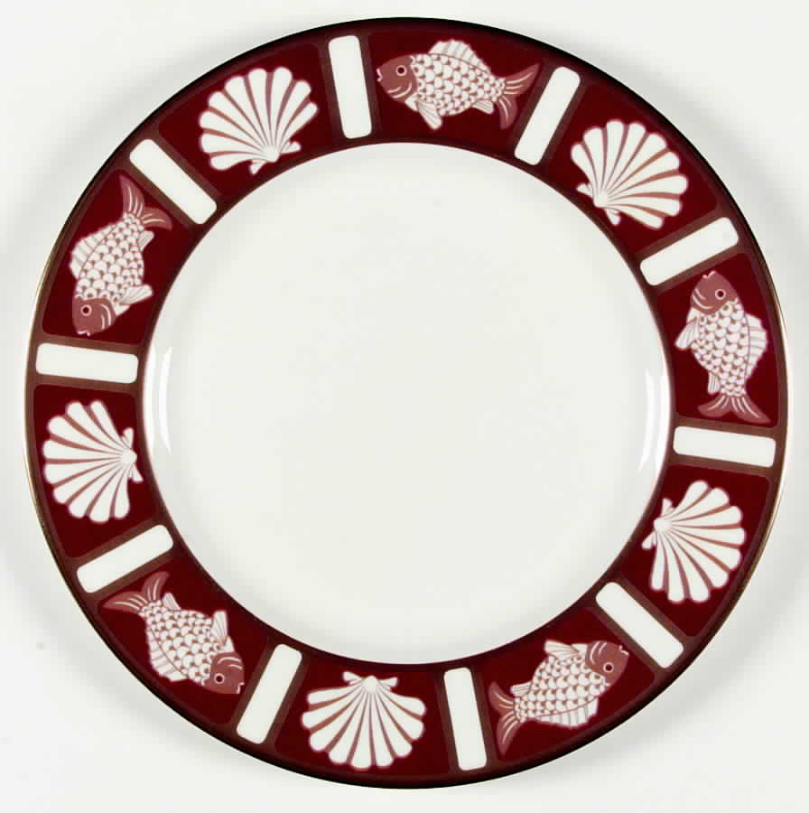 Fish and Shell Persian Red Dinner Plate by Mikasa-1
