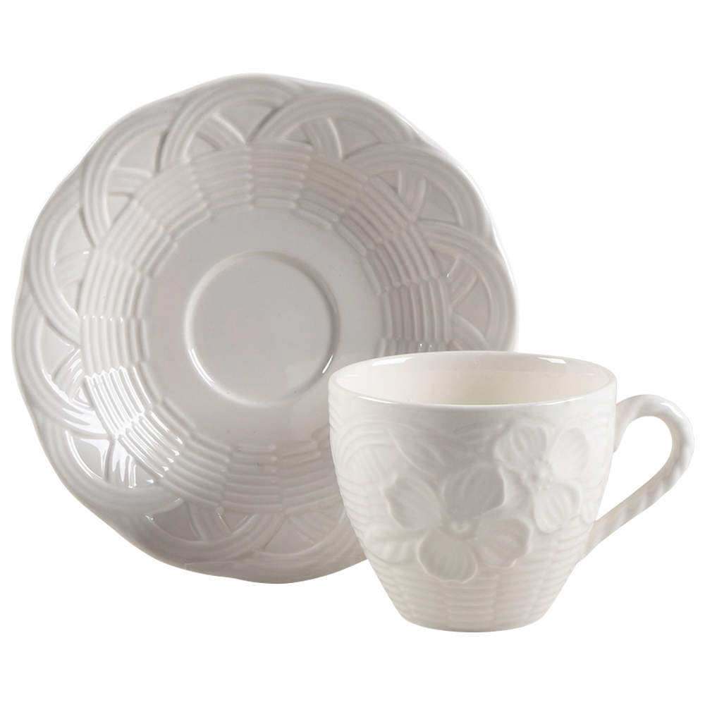 Flower Basket White Flat Cup & Saucer Set by Mikasa-1