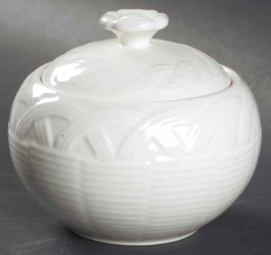 Flower Basket White Sugar Bowl & Lid by Mikasa-1
