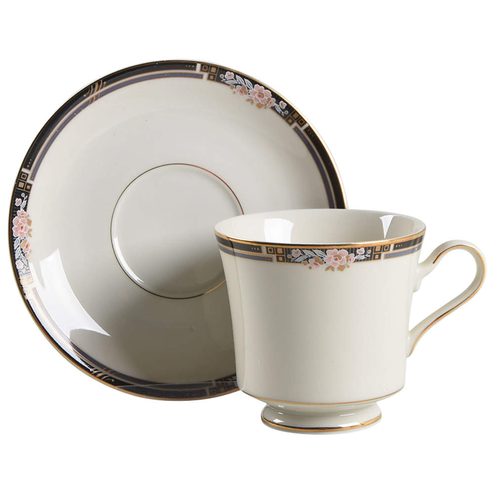 Florisse Black Footed Cup & Saucer Set by Mikasa-1