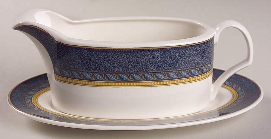 Florentine Blue Gravy Boat & Underplate (Relish/Butter) by Mikasa-1