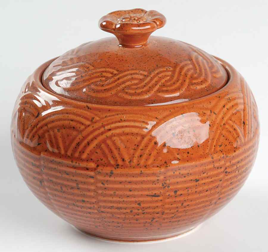 Flower Basket Terra Cotta Sugar Bowl & Lid by Mikasa-1
