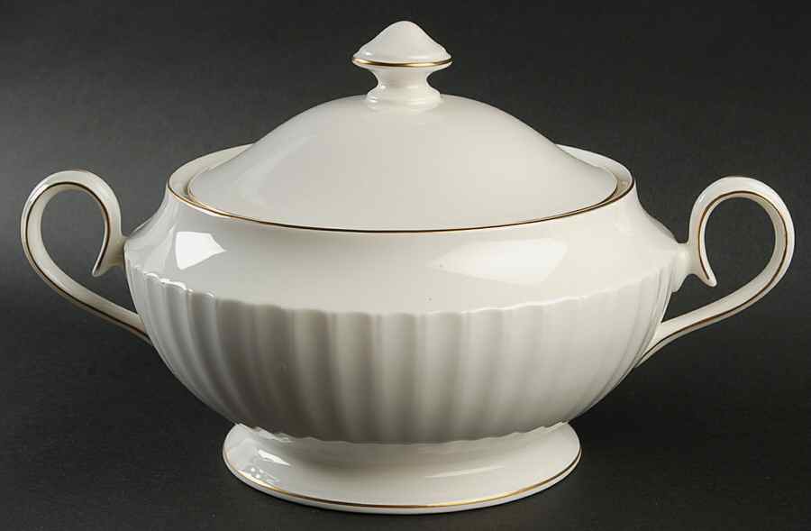 Fluted Gold Round Covered Vegetable by Mikasa-1