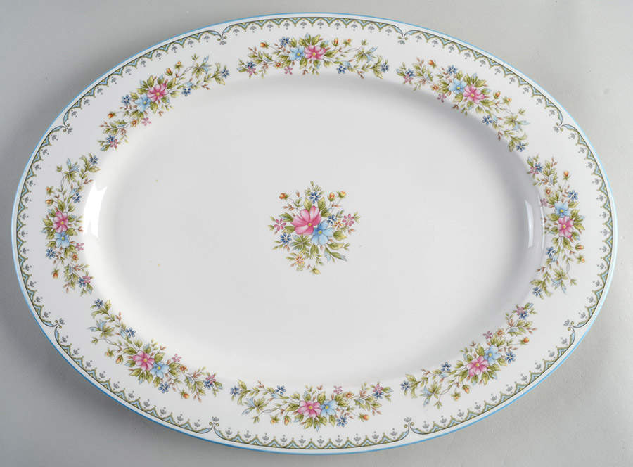 Flower Mist 17" Oval Serving Platter by Mikasa-1