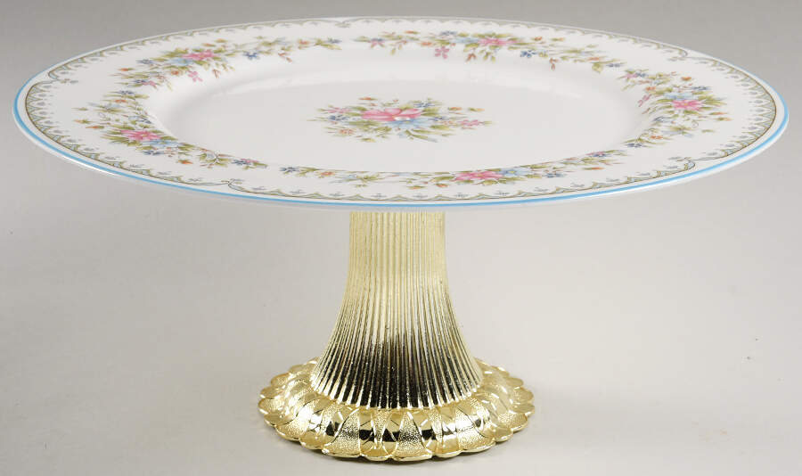 Flower Mist Cake Stand with 4"-5" Metal Pedestal  Hc by Mikasa-1