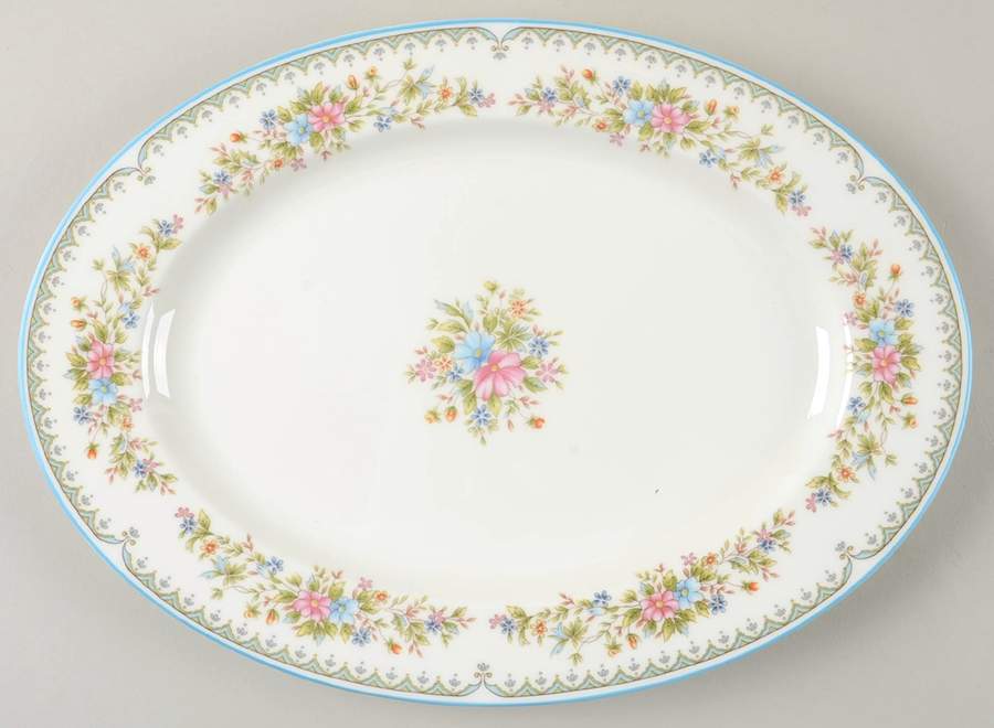Flower Mist 12" Oval Serving Platter by Mikasa-1