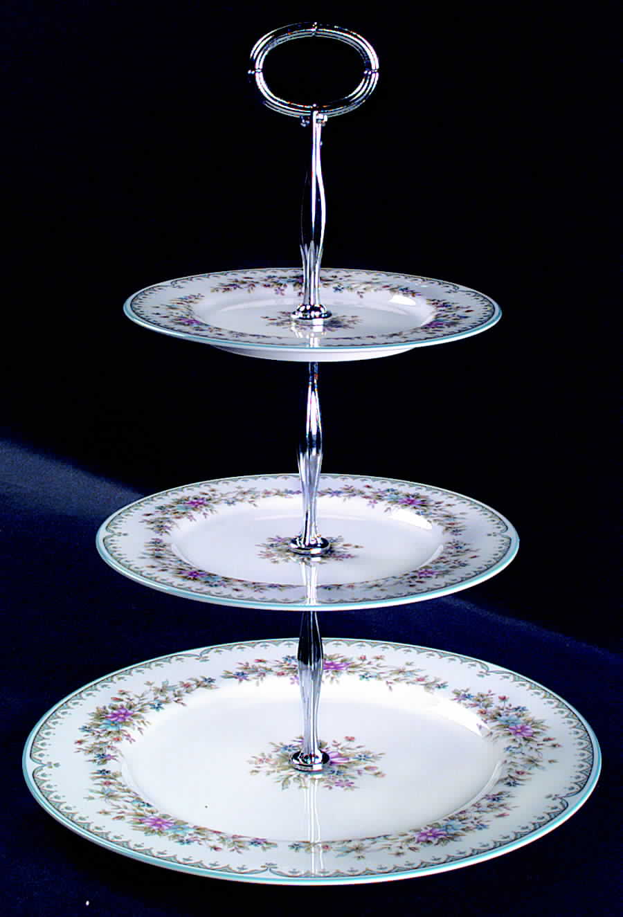 Flower Mist 13 7/8"-14 1/4" 3-Tiered Serving Tray(DP,SP,BB) HC by Mikasa-1