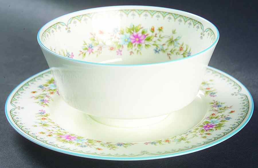 Flower Mist Gravy Boat with Attached Underplate by Mikasa-1