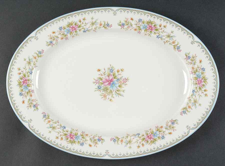 Flower Mist 14" Oval Serving Platter by Mikasa-1