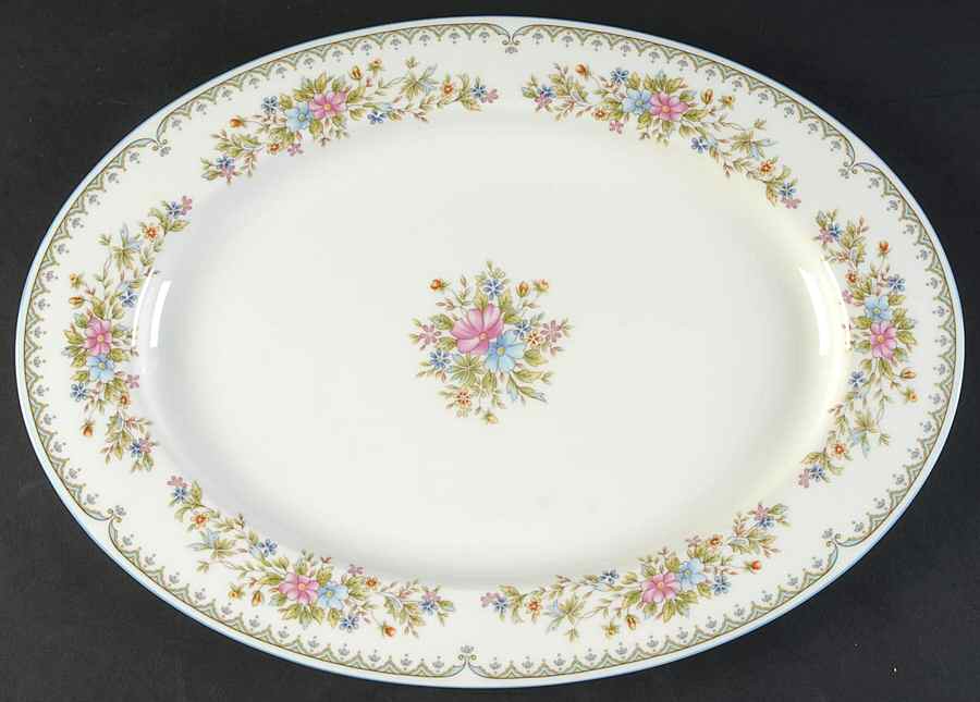 Flower Mist 15" Oval Serving Platter by Mikasa-1