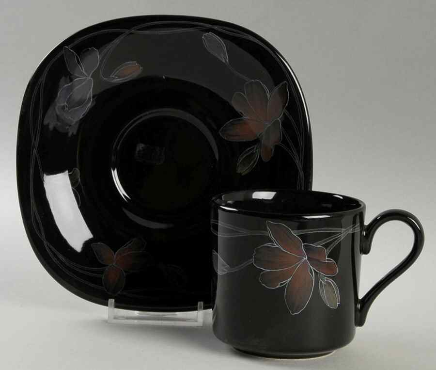 Flowers of The Night Flat Cup & Saucer Set by Mikasa-1