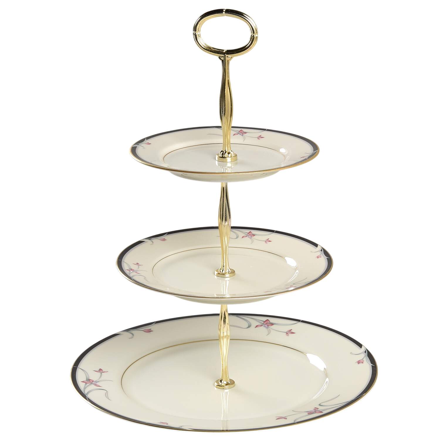 Floradora 13 7/8"-14 1/4" 3-Tiered Serving Tray(DP,SP,BB) HC by Mikasa-1