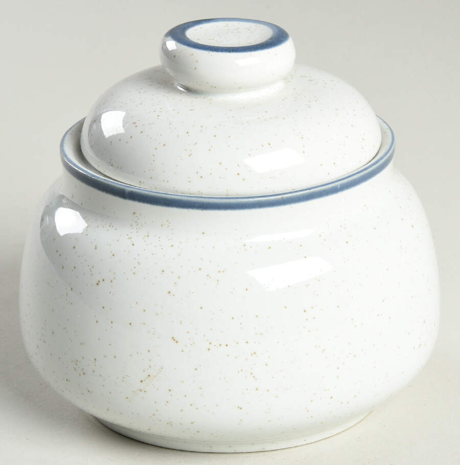 Flowers of Spring Blue Sugar Bowl & Lid by Mikasa-1