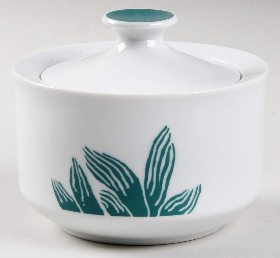 Flower Study Green Sugar Bowl & Lid by Mikasa-1