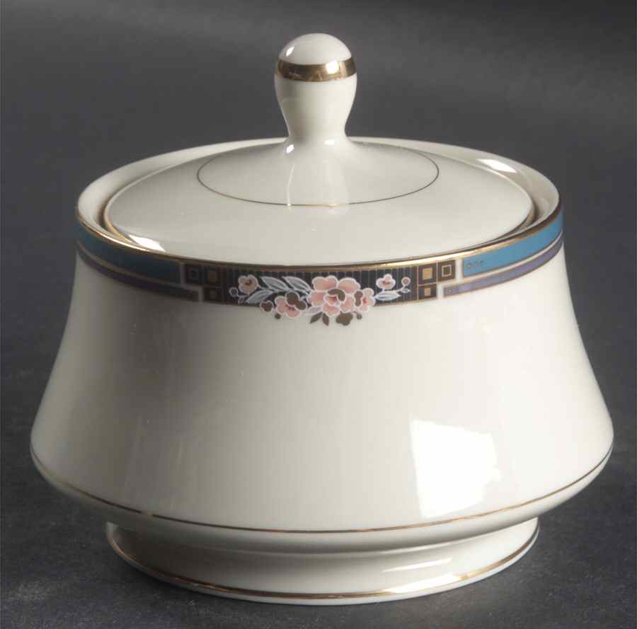 Florisse Turquoise Sugar Bowl & Lid by Mikasa-1