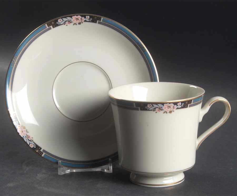 Florisse Turquoise Footed Cup & Saucer Set by Mikasa-1
