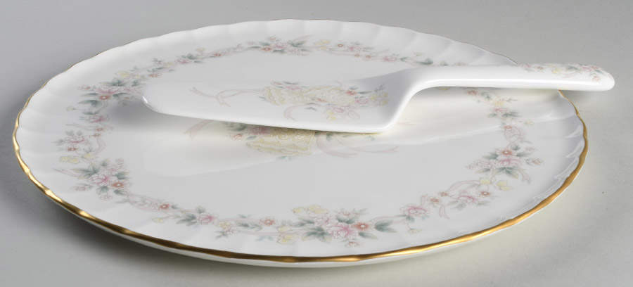 Forever Love Cake Plate & Solid Ceramic Server Set (No Box) by Mikasa-1